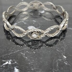 Brighton Bracelet Bangle‎ Twisted Rope Silver Plate Crystal Bling Boho